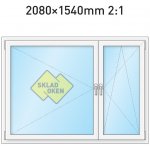 SkladOken.cz Okno dvoukřídlé se sloupkem 2080 x 1540 mm bílé PRAVÉ - dělení 2:1 – HobbyKompas.cz