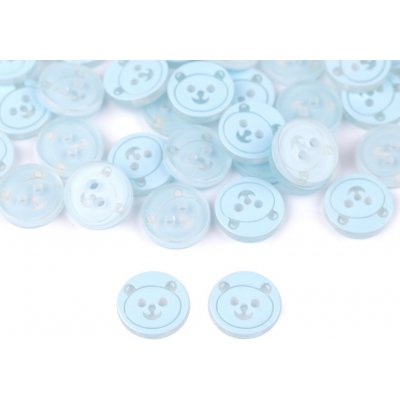 Výprodej - Knoflík medvídek velikost 20" - modrá sv. 100ks Varianta: 2 modrá světlá, Balení: 100 ks – Zboží Dáma