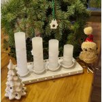 Adventní keramický svícen bílý na tácku – Sleviste.cz