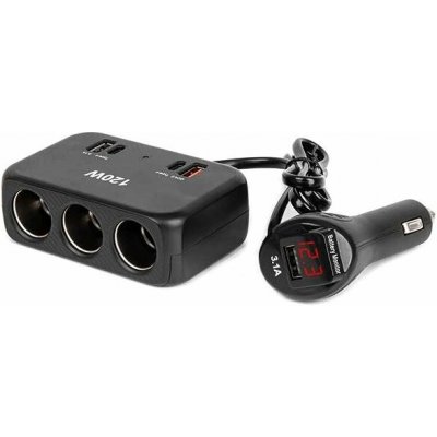 Prodlužovací zásuvka 2x USB-A 1x USB-C QC4.0 12/24V 120W 80cm AMiO-04366 – Hledejceny.cz