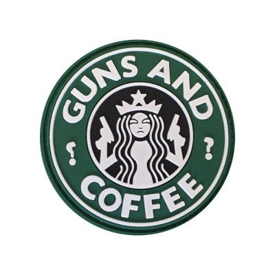 ARMED PATCHES PVC nášivka Guns and Coffee, zelená – Zboží Dáma