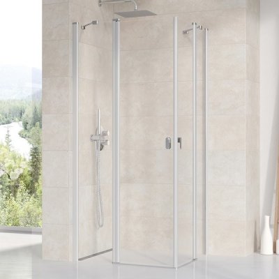 Ravak CHROME CRV2 - 80 satin+Transparent, otevírací sprchové dveře 80 cm - pro vytvoření rohového sprchového koutu čtverec nebo obdélník (polovina rohového koutu) – Zboží Mobilmania