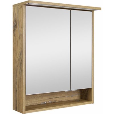 A - Interiéry Zrcadlová skříňka Malibu 60 s LED osvětlením, dub country, 60,2x72x15,6 – Hledejceny.cz