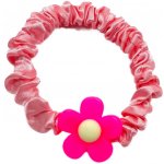 Saténová gumička s kytičkou Barva: tmavě růžová – Hledejceny.cz