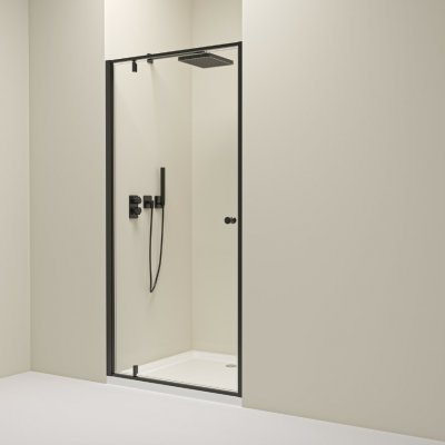 Erga Sydney, 1-křídlé výklopné sprchové dveře do otvoru 80x195 cm, 6mm čiré sklo, černý profil, ERG-V02-SYDNEY-D080-BK – Sleviste.cz