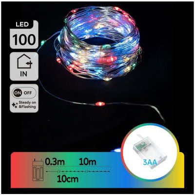 Aigostar B.V. Aigostar LED Vánoční řetěz 100xLED 3xAA 10,3m multicolor AI1309 – Hledejceny.cz