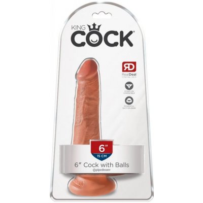 King Cock Dildo 6" s varlaty tmavě tělové – Zboží Mobilmania