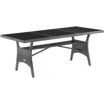 FurniGO Ratanový stůl Takeo 190x90x75cm šedý