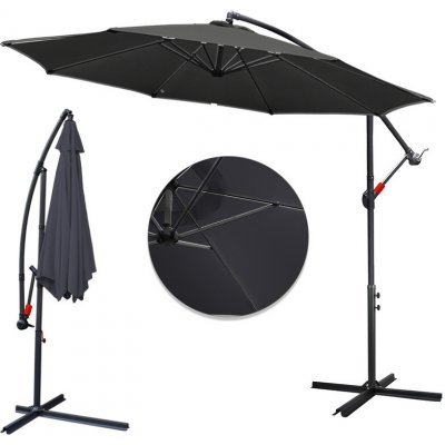 Jiubiaz 3m slunečník UV40+ Camping Pendulum Umbrella Pavilion Garden Umbrella Šedá
