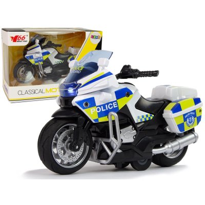 LEAN Toys Policejní motocykl Pull-Back Drive Zvuková světla 1:14