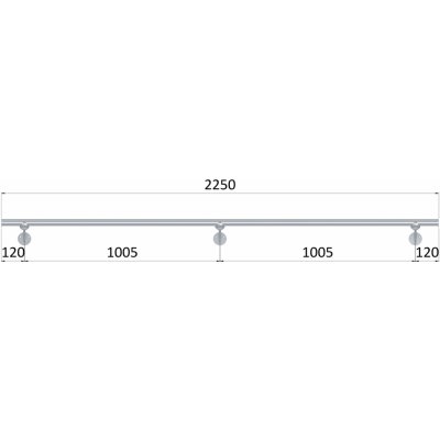 led madlo 2250mm /broušená nerez K320 /AISI304 (set: 3ks úchyt, madlo ø 42.4mm s ukončením a hliníkový profil na led pás) – Zboží Mobilmania