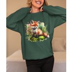 Roztomilá liška unisex mikina lahvově zelená – Zboží Dáma