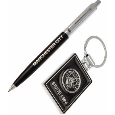 Přívěsek na klíče FC Manchester City Sada klíčenky a odznaku TA4946 černá/stříbrná