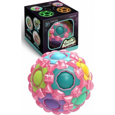 Norimpex Hlavolam Massage Rainbow Ball fluorescenční růžový – Zboží Mobilmania