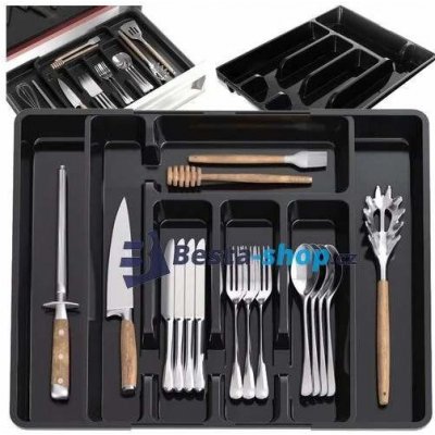 Ruhhy 24748 Plastový nastavitelný organizér do kuchyňské zásuvky, černá – Zboží Dáma