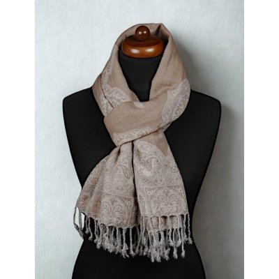 Šála z merino vlny šedohnědo-smetanová – Hledejceny.cz
