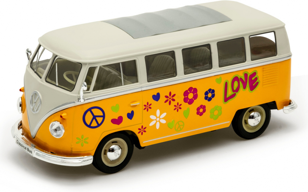 Welly Volkswagen T1 Bus 1963 Love & Peace oranžový 1:24