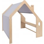 MeowBaby Přírodní dřevěný domeček pro děti Modrá střecha – Sleviste.cz