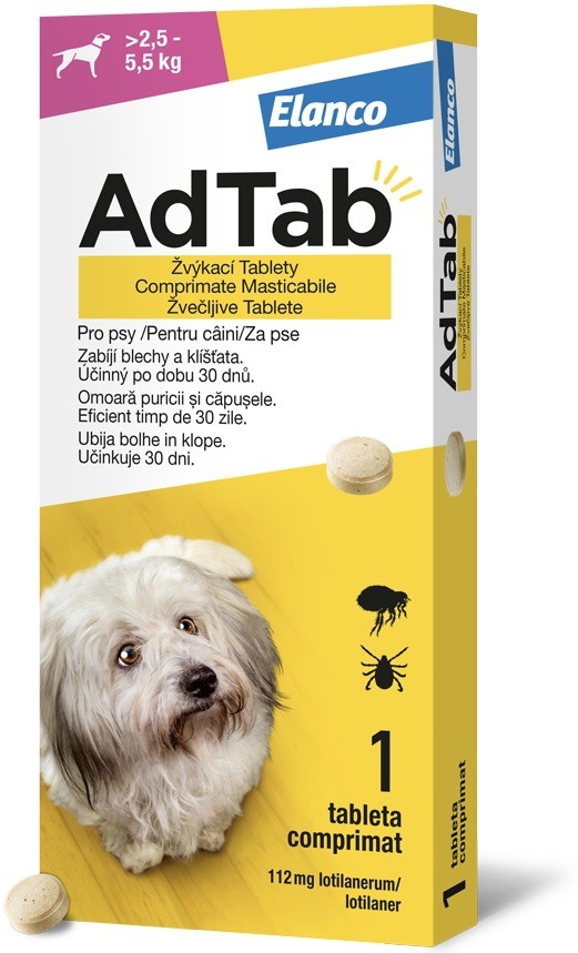 AdTab 112 mg žvýkací tablety pro psy 2,5-5,5 kg 1 tbl