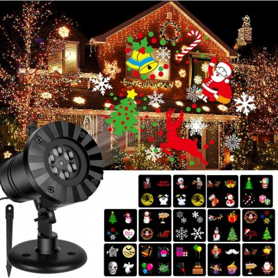 Topchances LED projekční lampa Vánoční světelný efekt Světelný projektor s 16 přepínatelnými vzory vnitřní a venkovníImitaceace pro párty Narozeniny Halloween Vánoce – Hledejceny.cz