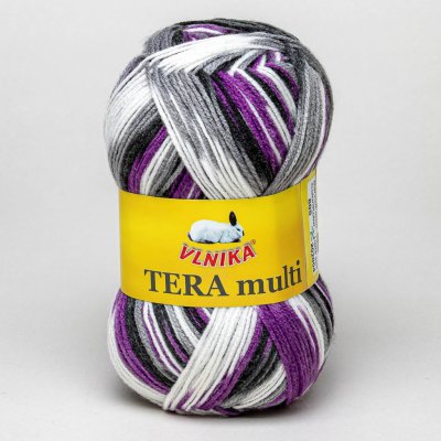Pletací příze Vlnika TERA MULTI 813 fialová, melírovaná, 100g/300m – Sleviste.cz
