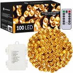 SPRINGOS LED světelný řetěz 10m 100LED 8 funkcí ovladač 3xAA IP44 teplá bílá – Hledejceny.cz