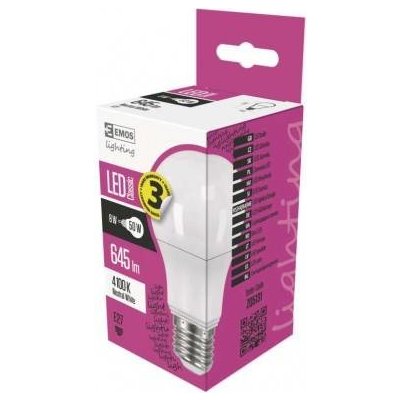 Emos LED žárovka Classic A60 E27 7,3 W 50 W 645 lm neutrální bílá – Hledejceny.cz