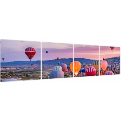 Obraz - Horkovzdušné balóny, Čtyřdílný 160x40 cm – Hledejceny.cz