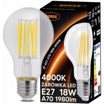 Berge LED žárovka s vláknem E27 18W neutrální bílá – Zboží Mobilmania