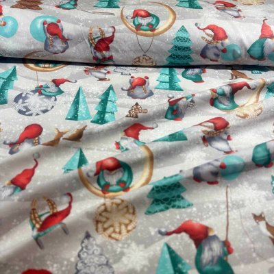 Vánoční bavlněná látka, metráž, šíře 160 cm, Vánoční vzor na Šedém – Zbozi.Blesk.cz