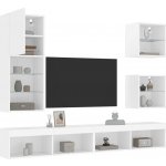 vidaXL 5dílná obývací stěna s LED osvětlením bílá kompozitní dřevo 3216675 – Zboží Mobilmania