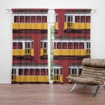 Sablio Závěs Lisabonské historické tramvaje Červený Pattern: 2ks 140x250cm – Hledejceny.cz