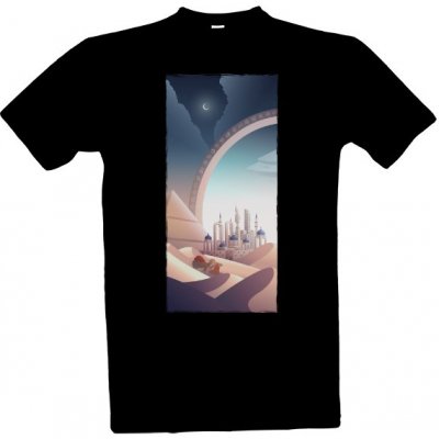 Tričko s potiskem SciFi tričko pouštní město s hvězdnou branou pánské černá – Hledejceny.cz