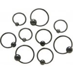 Šperky eshop piercing z chirurgické oceli černý kroužek s kuličkou PC38.03 – Zboží Dáma