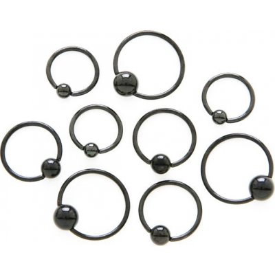 Šperky eshop piercing z chirurgické oceli černý kroužek s kuličkou PC38.03 – Zboží Dáma