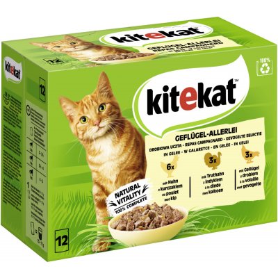 Kitekat Drůbeží hody s kuřecím masem krůtím drůbeží v želé 12 x 85 g – Hledejceny.cz
