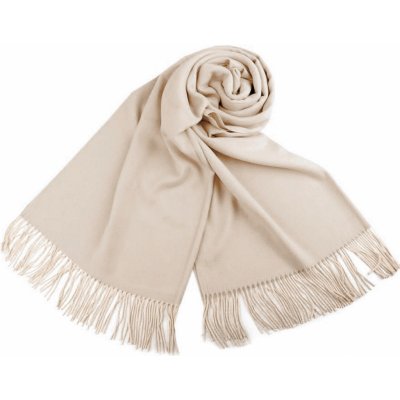 šátek šála typu pashmina s třásněmi 14 béžová světlá – Sleviste.cz