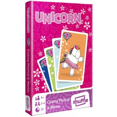 Shuffle Dětské hrací karty 2v1 Černý Petr + Karetní pexeso Unicorn