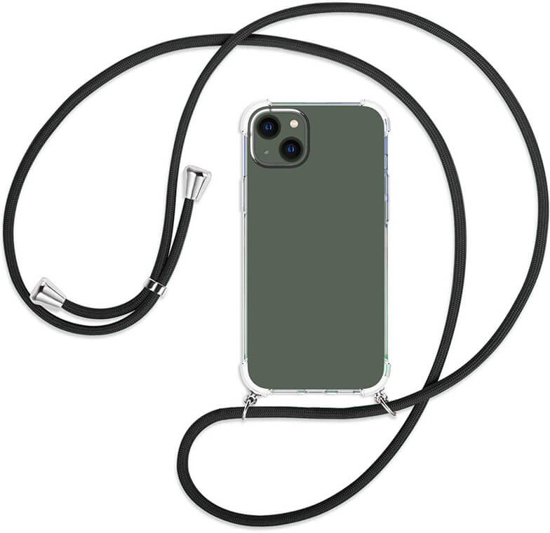 Pouzdro SES Průhledné silikonové ochranné se šňůrkou na krk Apple iPhone SE 2020 - černé