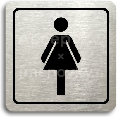 ACCEPT Piktogram WC ženy (dámy) - stříbrná tabulka - černý tisk