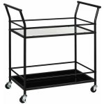 Servírovací stolek kolečka kov tvrzené sklo černá sklo čiré NoBi EMPOLI – Zboží Dáma