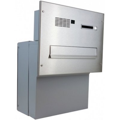 1x poštovní schránka F-041 k zazdění do sloupku + čelní deska s 1x zvonkem a kamerou TESLA - NEREZ / šedá – Hledejceny.cz