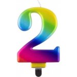GoDan Dortová svíčka číslice 2 metalická duhová 450822 – Sleviste.cz