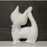 Nebe Doma Látková kočka k vybarvení a dotvoření kreativní hračka pro děti s modrou mašlí – Sleviste.cz