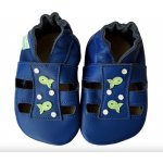 Hopi Hop kožené capáčky Barefoot Rybičky modré – Zboží Dáma