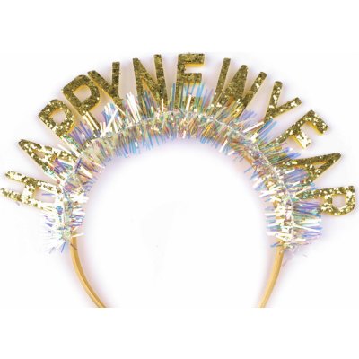 Párty čelenka do vlasů Happy New Year saténová Varianta: 2 zlatá, Balení: 1 ks – Zboží Mobilmania