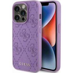 Guess iPhone 15 PRO fialové Leather 4G Stamped