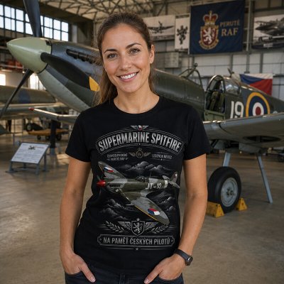 Striker tričko Supermarine Spitfire pocta pilotům RAF Černá – Sleviste.cz