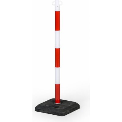 Zahrazovací plastový sloupek se základnou, výška 870 mm, červená/bílá – Zboží Mobilmania
