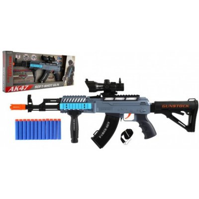 Teddies Samopal na pěnové náboje + náboje 12ks plast 60cm na baterie se světlem zvukem v krabici 65x27x6cm 00861379-XG – Zbozi.Blesk.cz